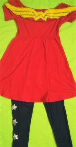 Kids Costumes to Hire - WonderGirl - Red dress & Navy Leggings